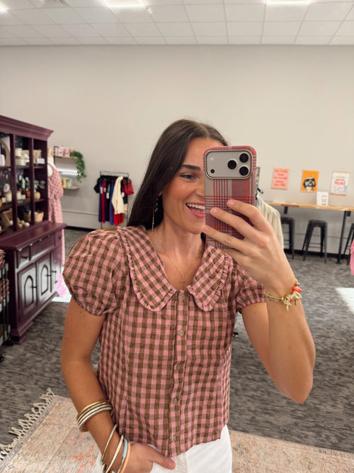 Gingham Plaid Ruffle Top