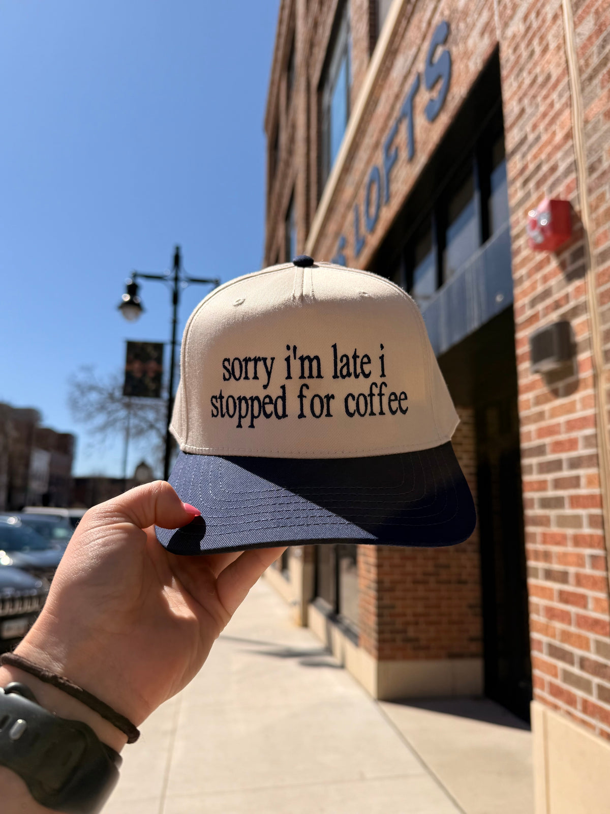 Sorry I’m Late Coffee Embroidered Hat