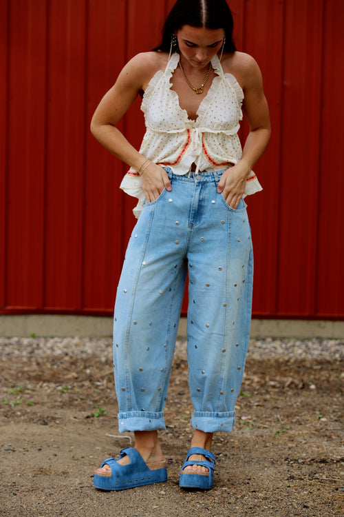 Studded Barrel Pants