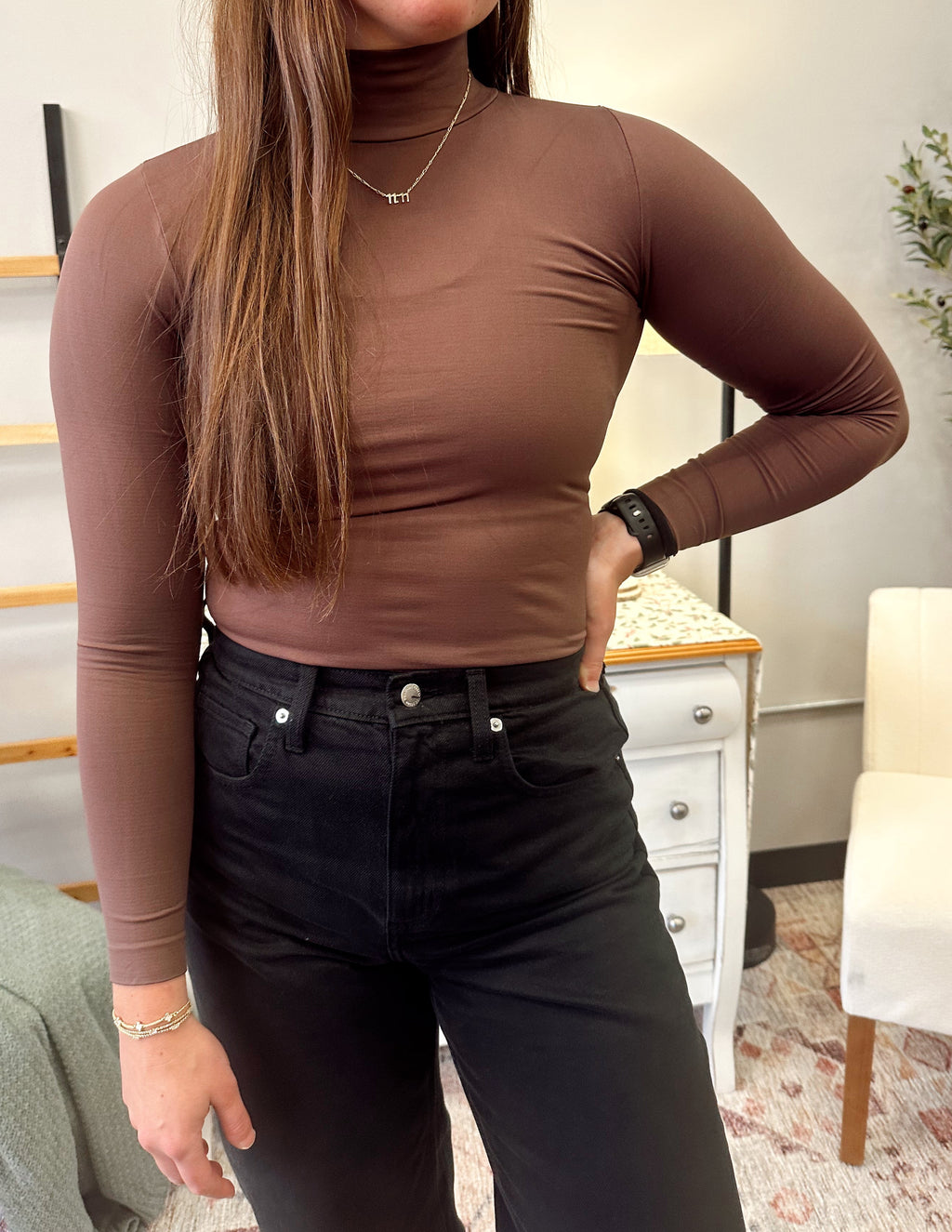 Marie Mock Neck Longsleeve