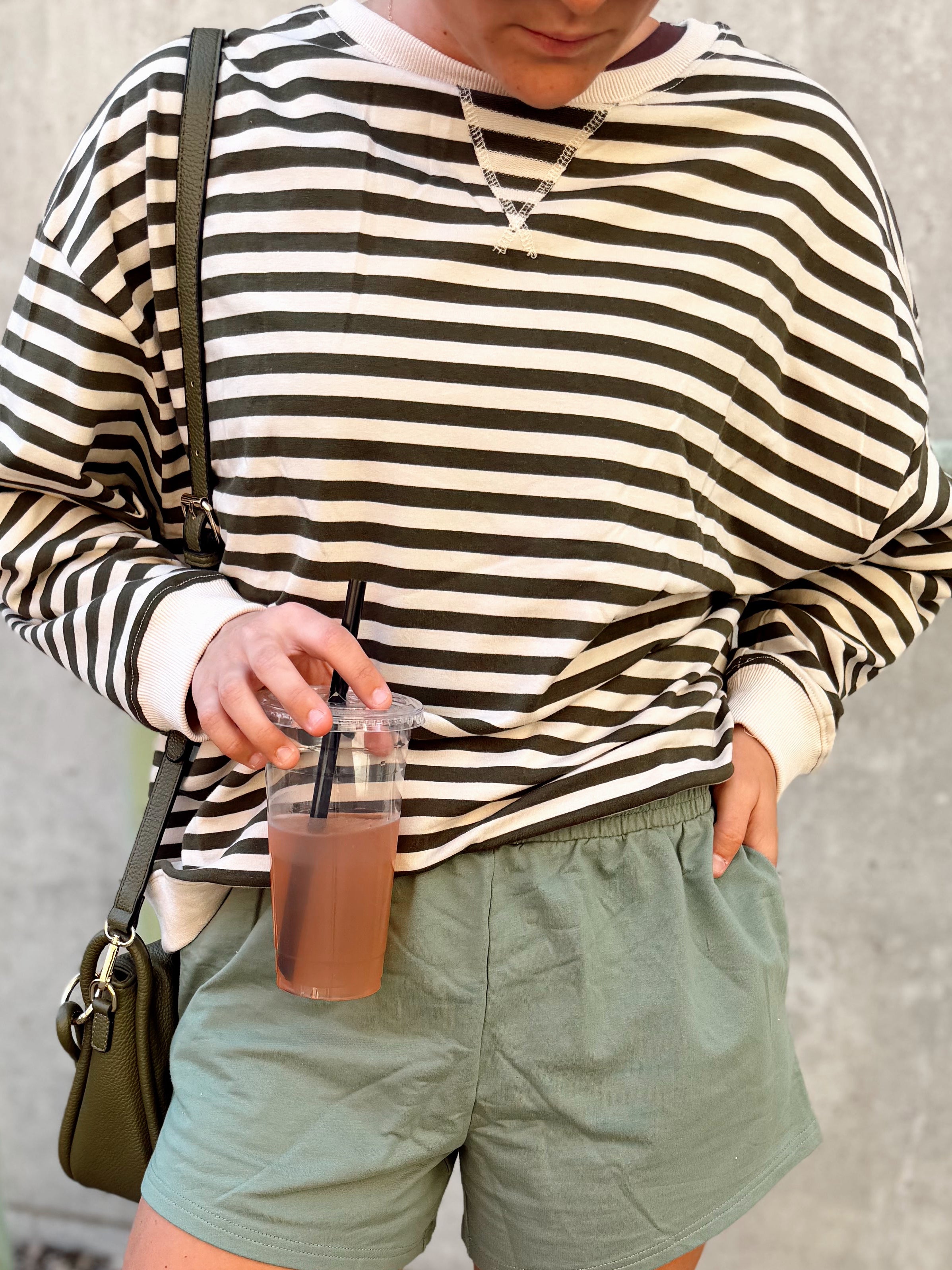 Olive Stripe Knit Sweater