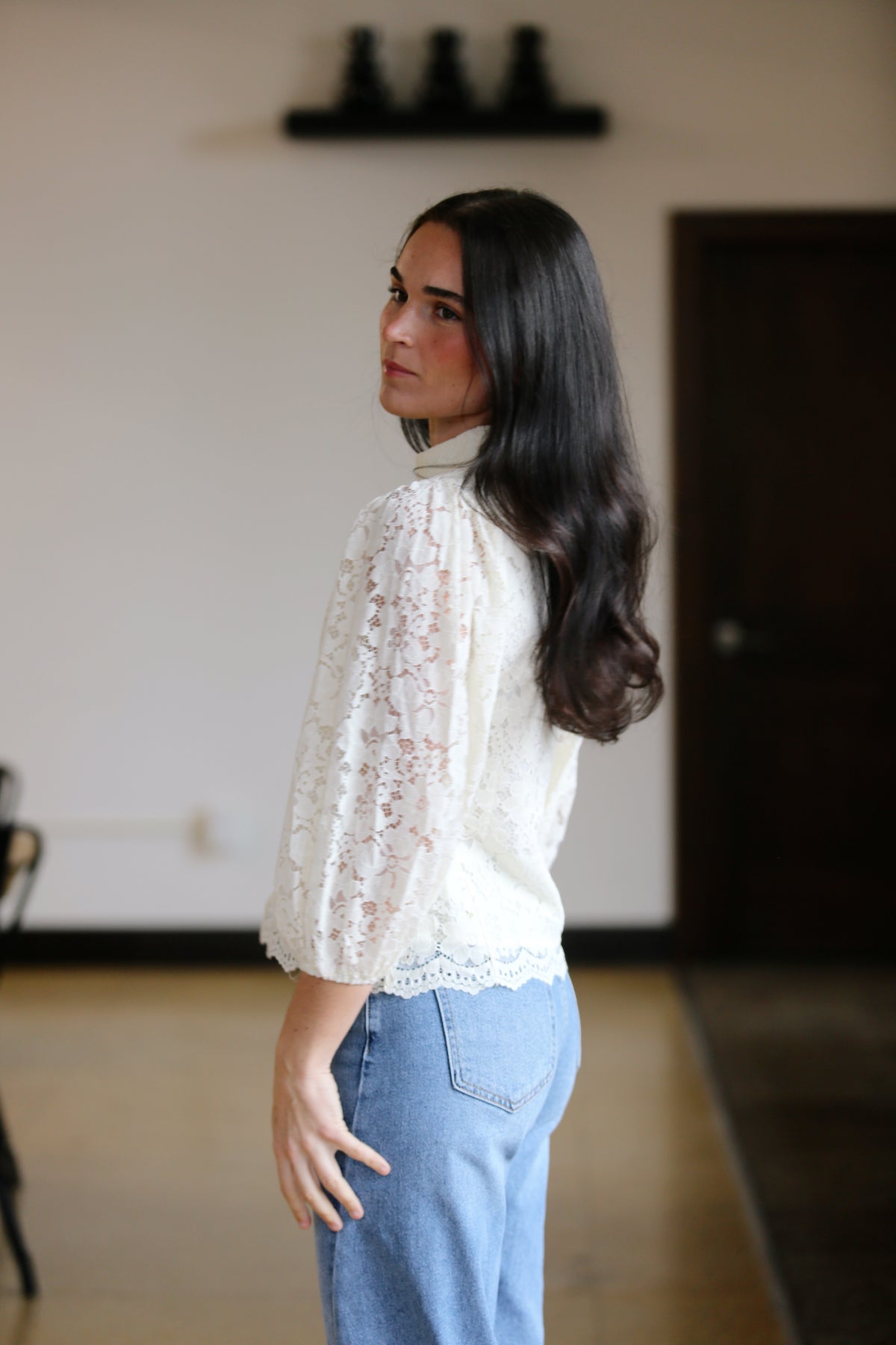 Lenard Lace Button Top