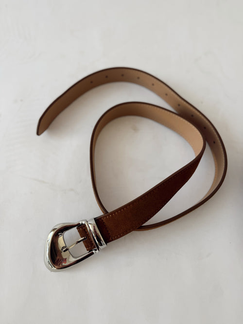 Ornate Buckle Leather Belt