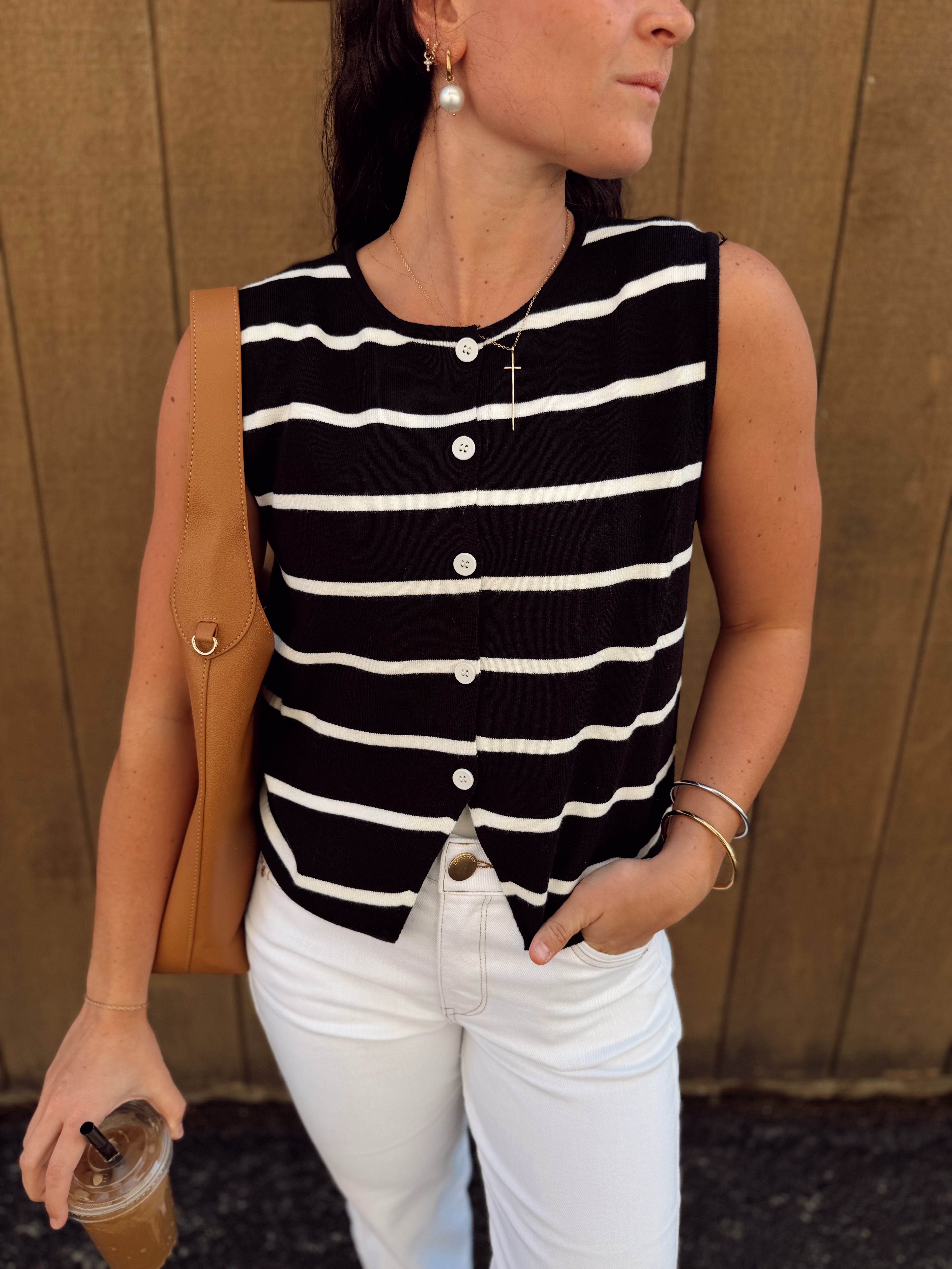 Bella Button Stripe Top