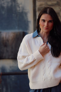 Denim Collar Sweater