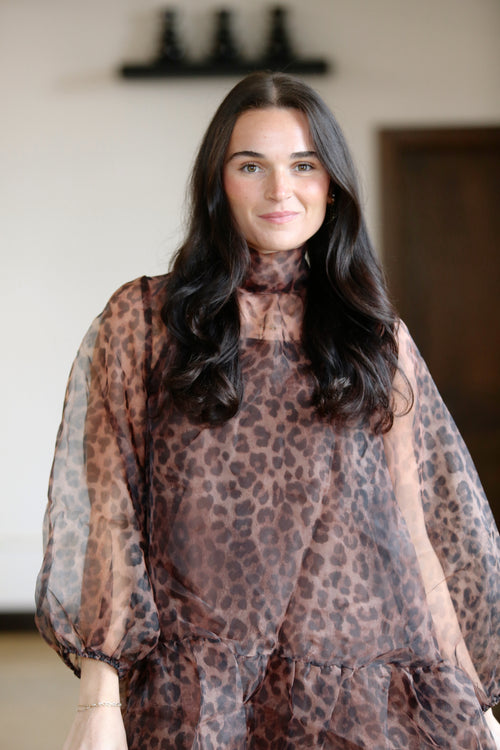 Balloon Leopard Mini Dress