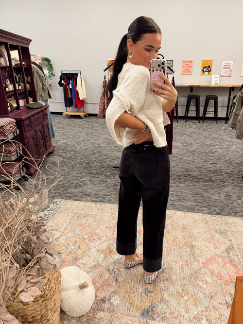 Scissor Cut Cuffed Wide Leg