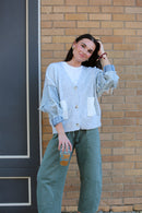 Distressed Denim Cardigan
