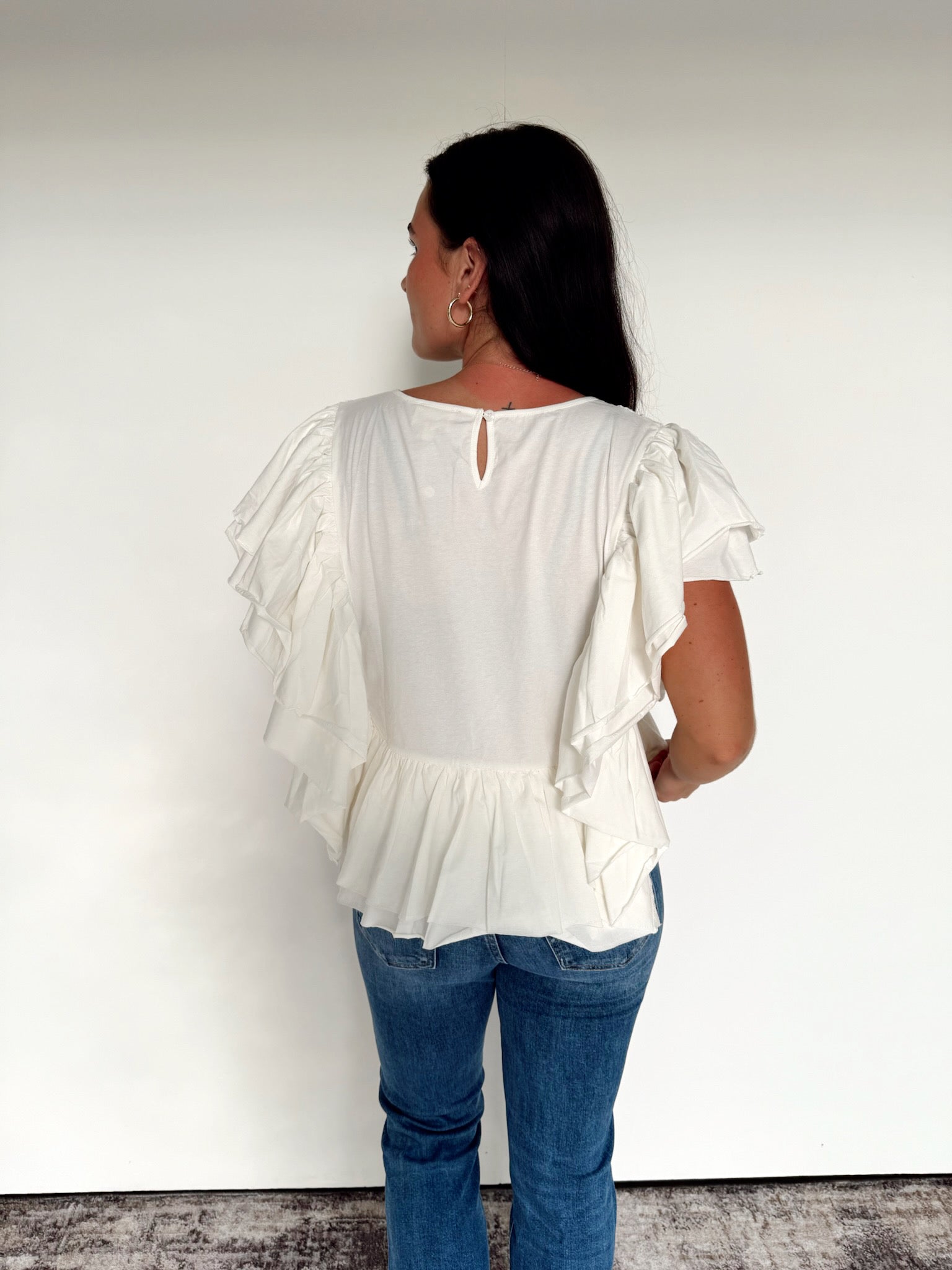 Detailed Flutter Sleeves Top