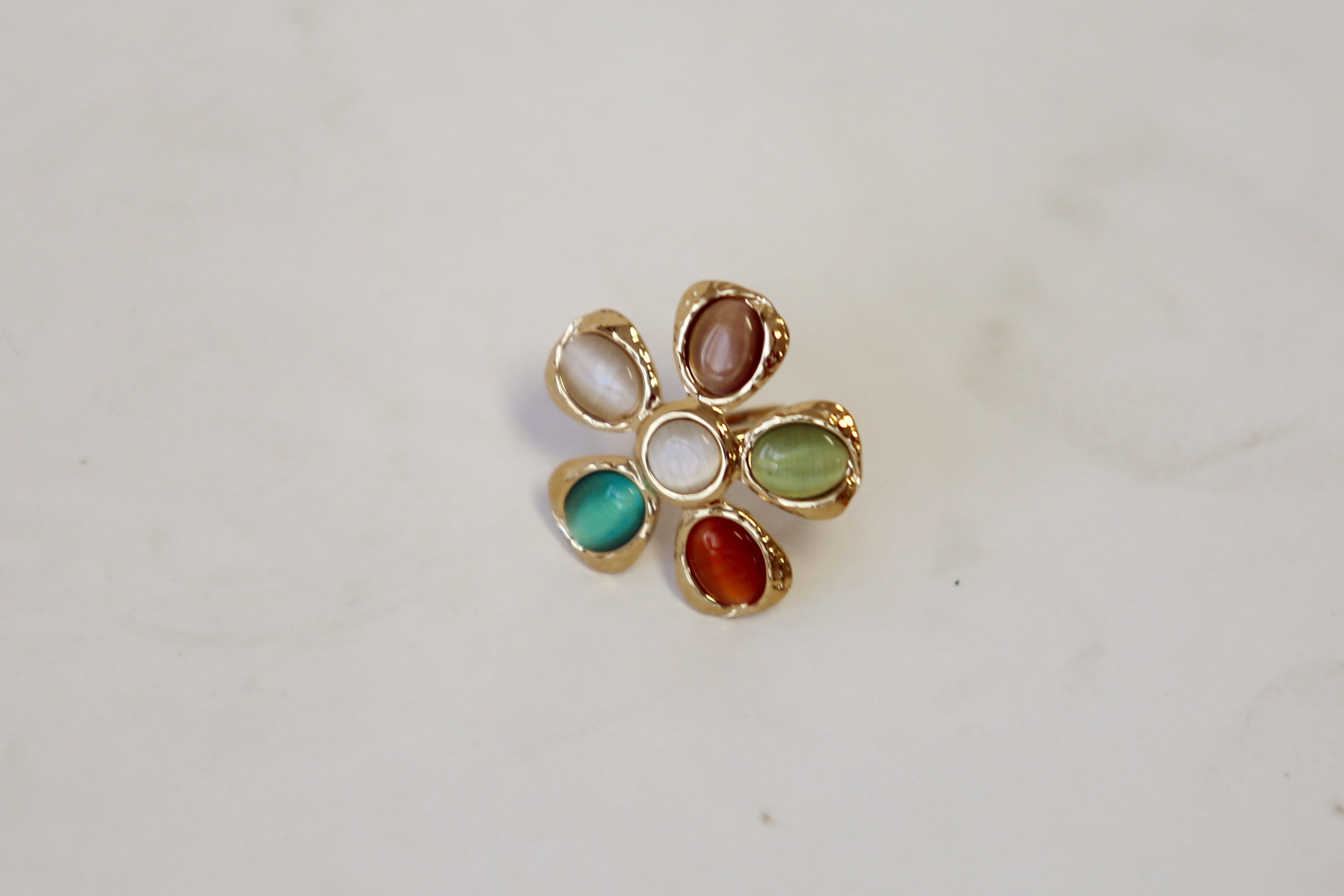 Vintage Stone Floral Ring