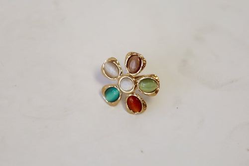 Vintage Stone Floral Ring