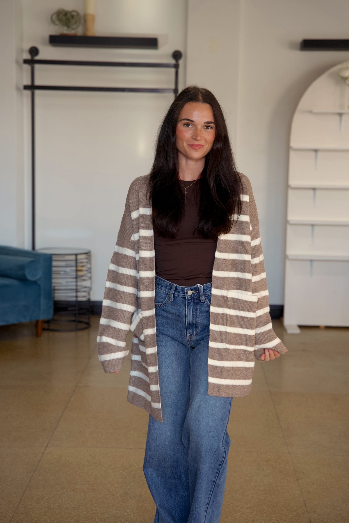 Taupe Stripe Cardigan