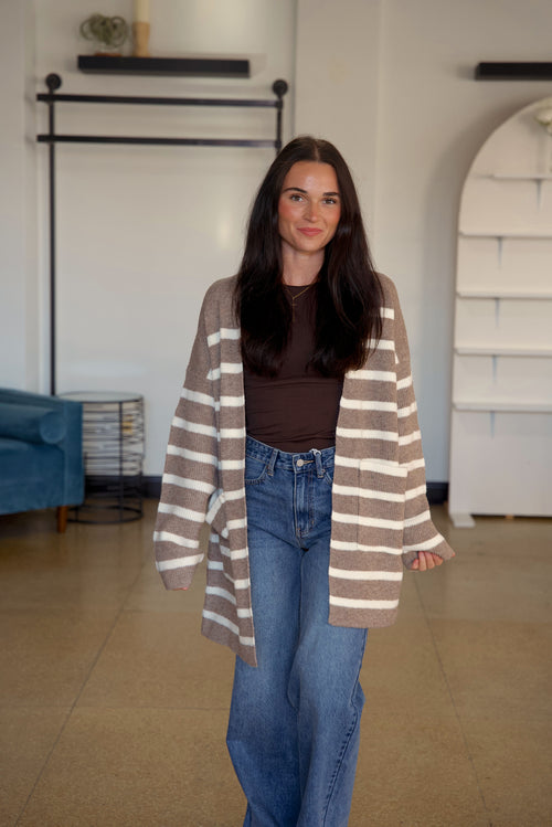Taupe Stripe Cardigan