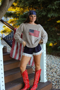 American Flag Off the Shoulder Sweater