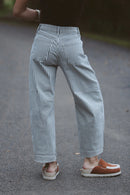 Olive Stripe Barrel Jeans