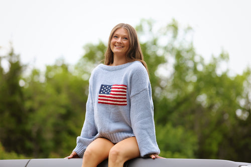 American Flag Off the Shoulder Sweater