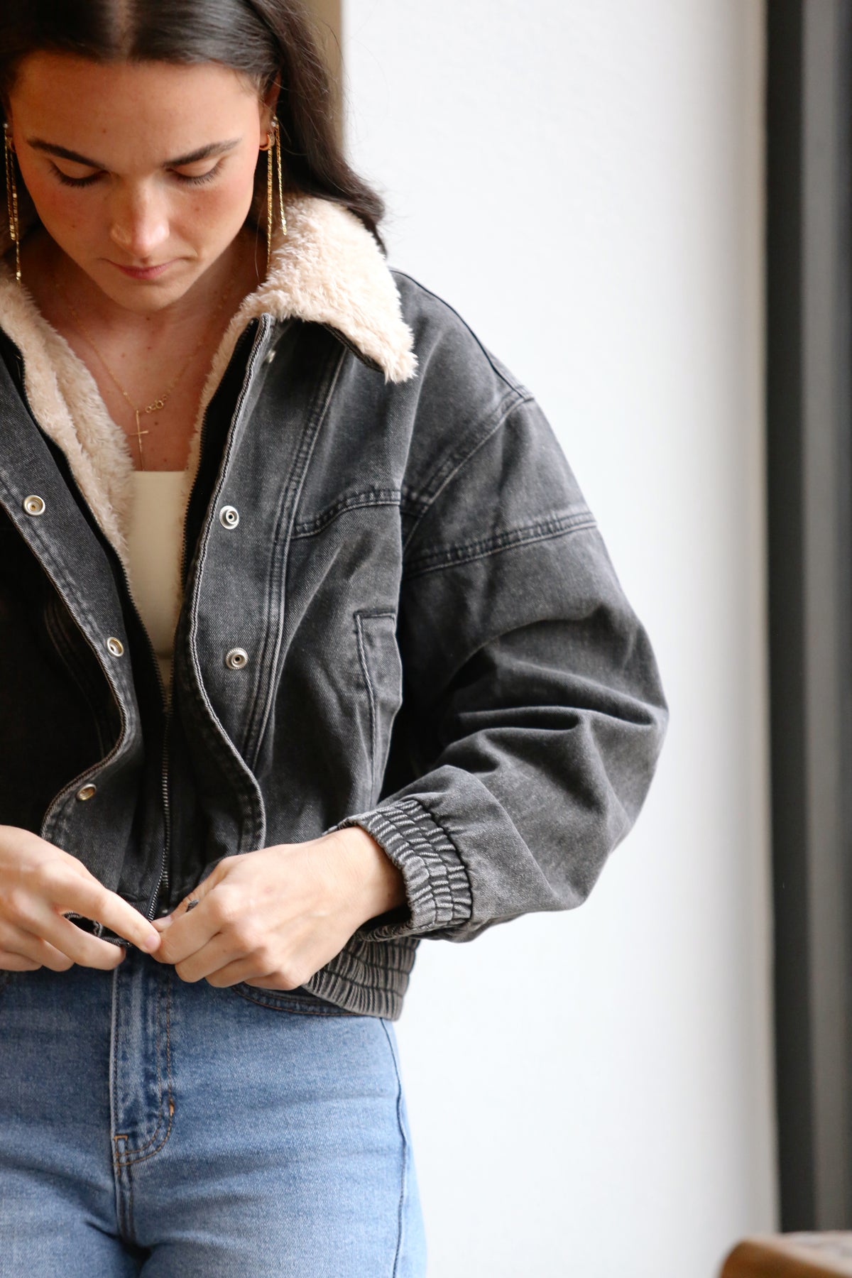 Fur Collared Denim Jacket