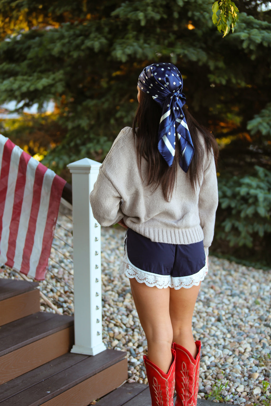 American Flag Off the Shoulder Sweater