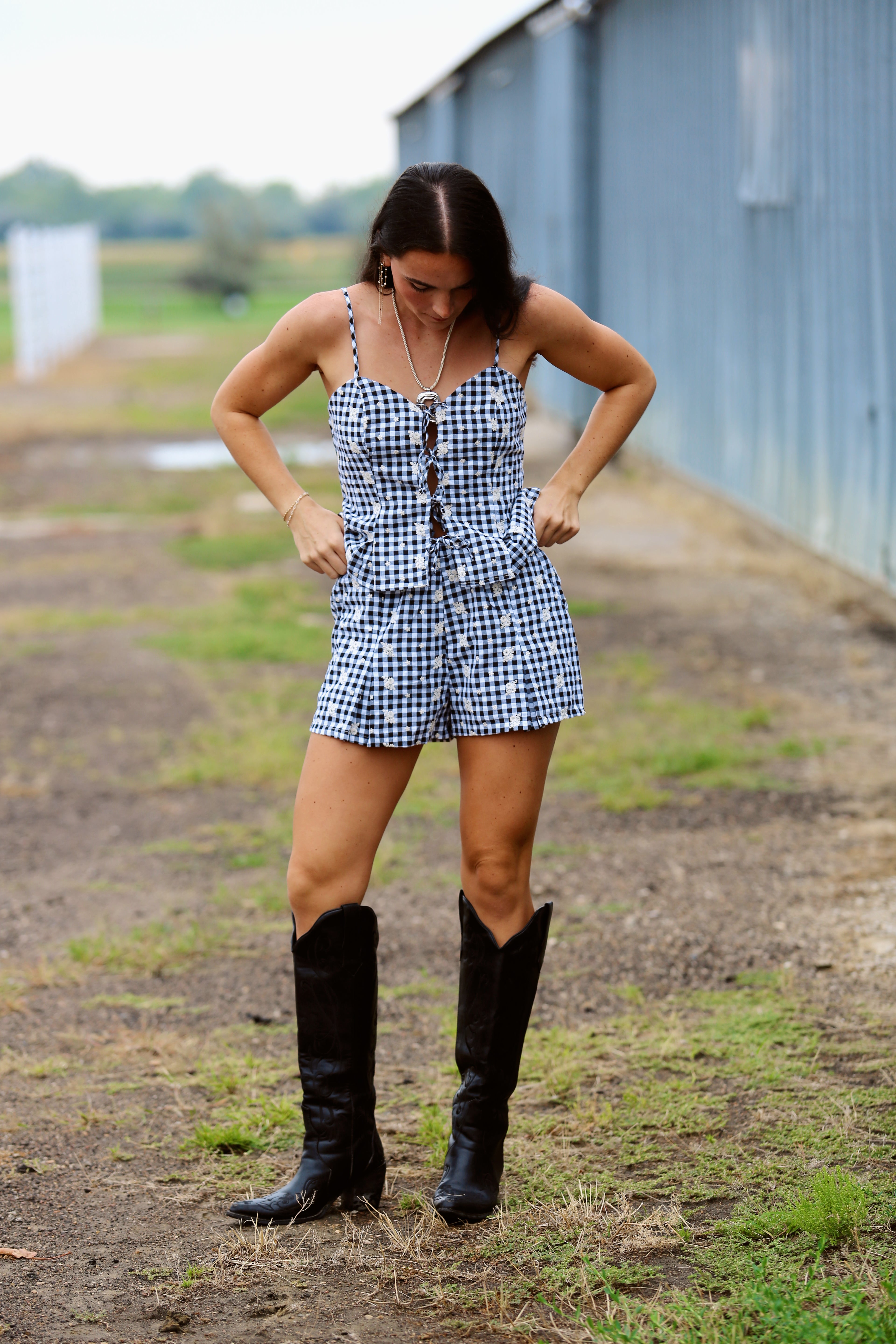 Gingham Tie Set