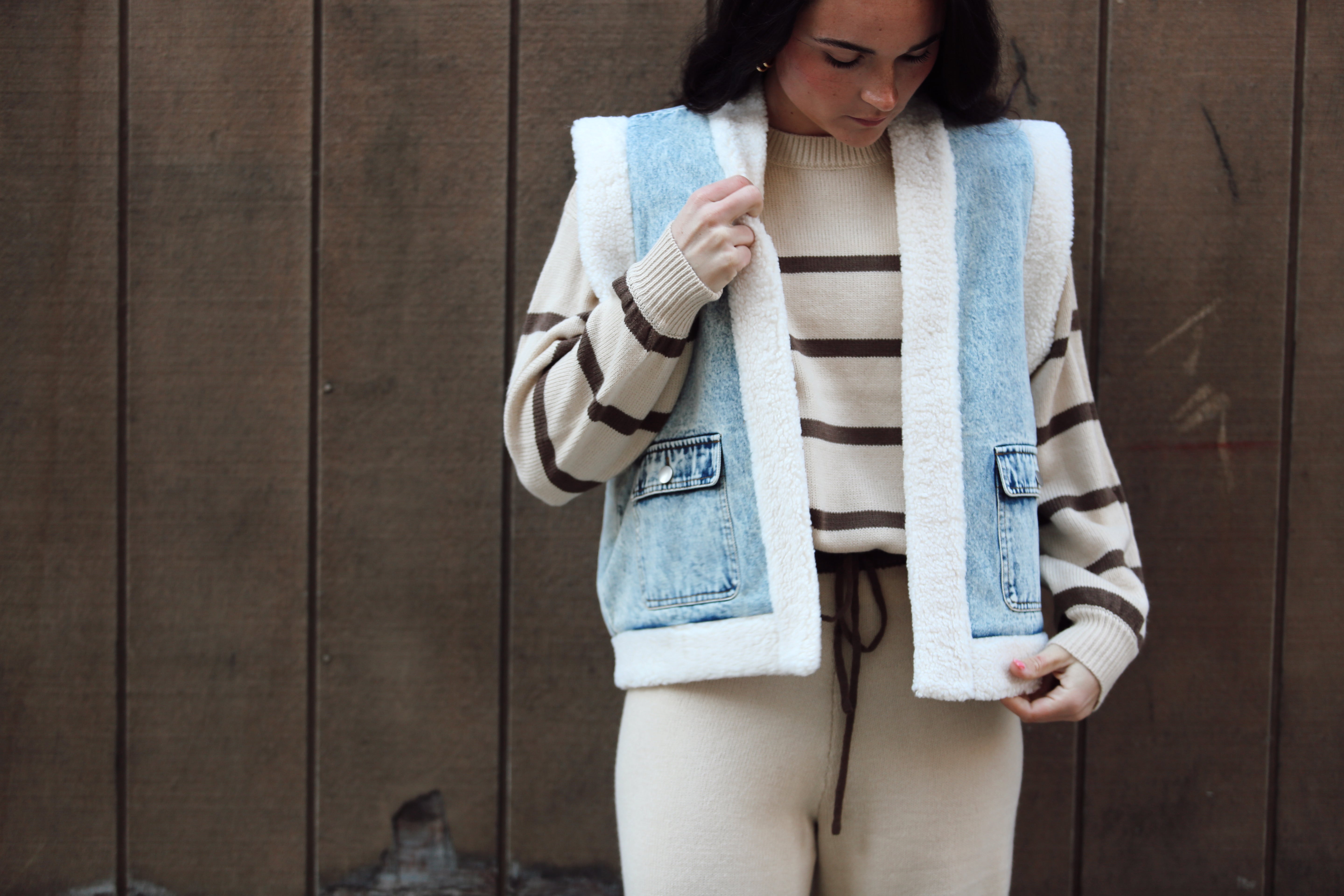 Frankie Fleece Denim Vest