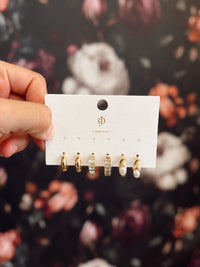 Pearl & Baguette Earring Set