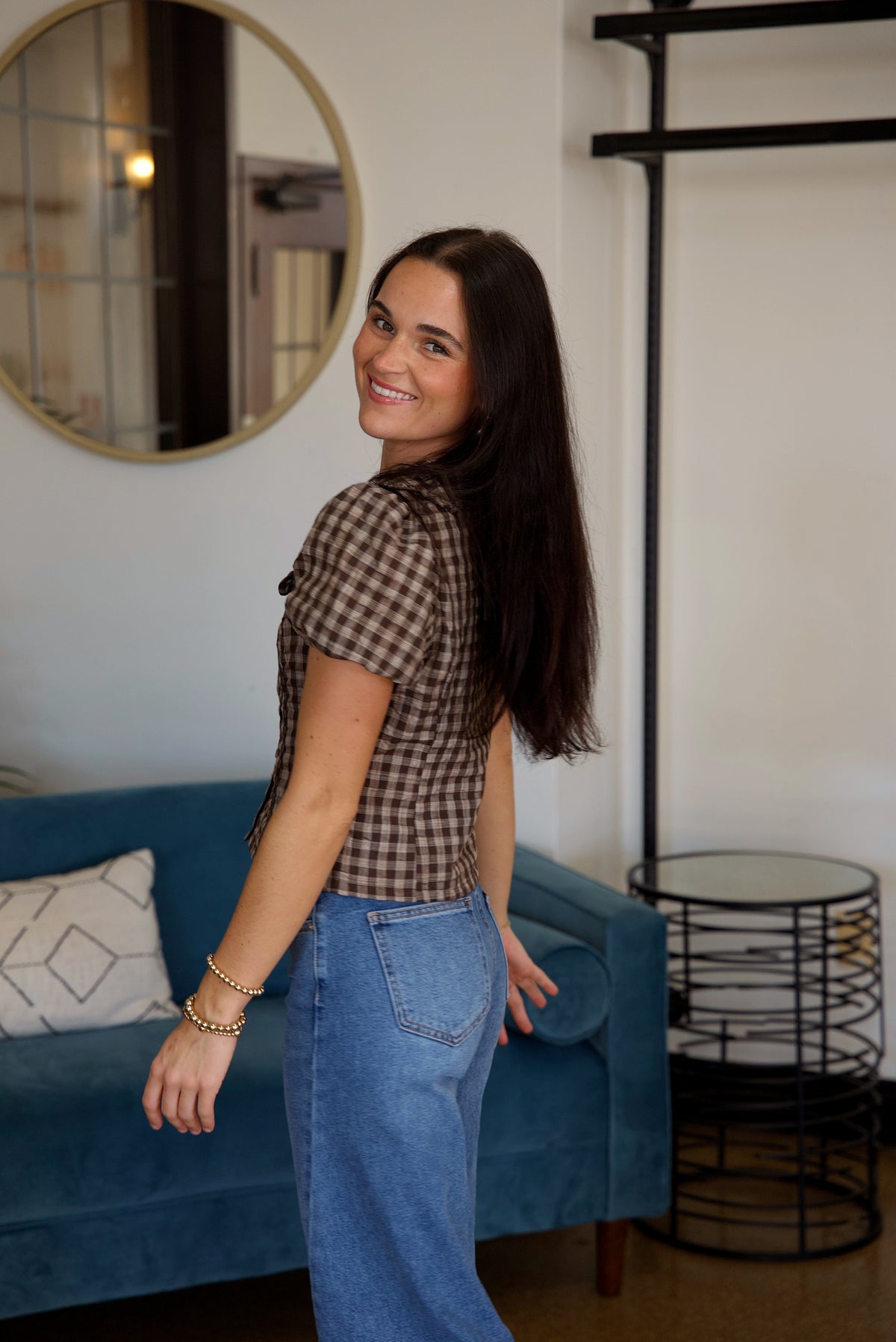 Gingham Plaid Ruffle Top