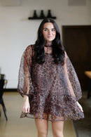 Balloon Leopard Mini Dress
