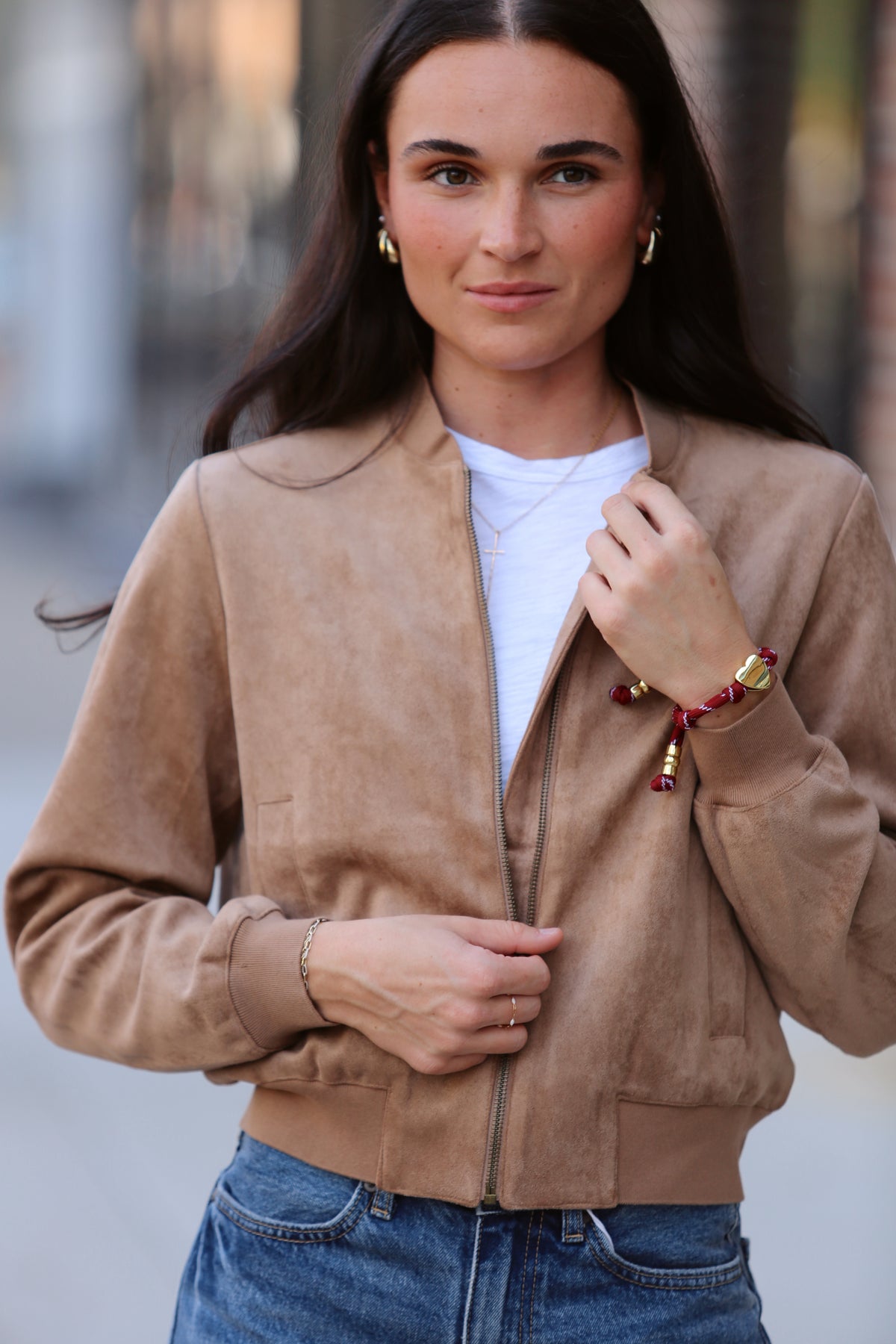 Classy Suede Bomber Jacket