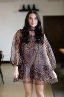 Balloon Leopard Mini Dress