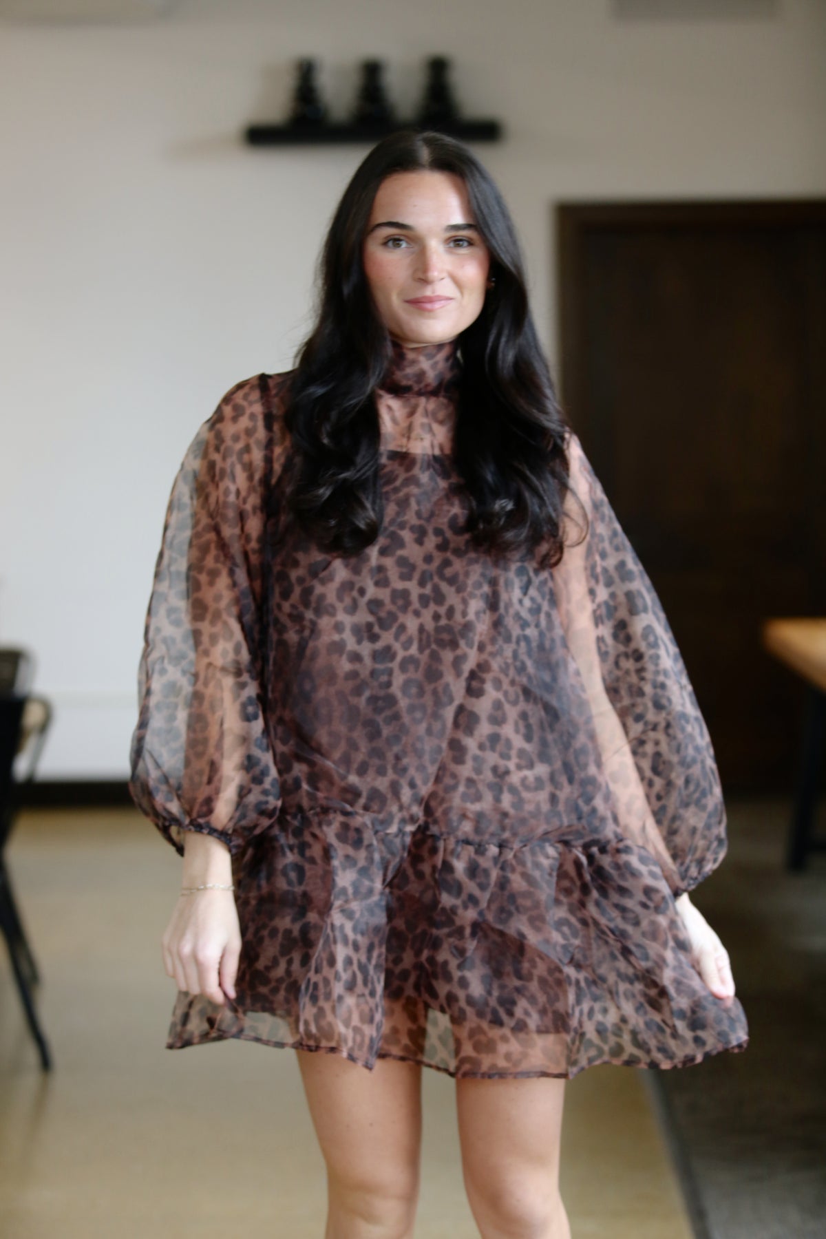 Balloon Leopard Mini Dress