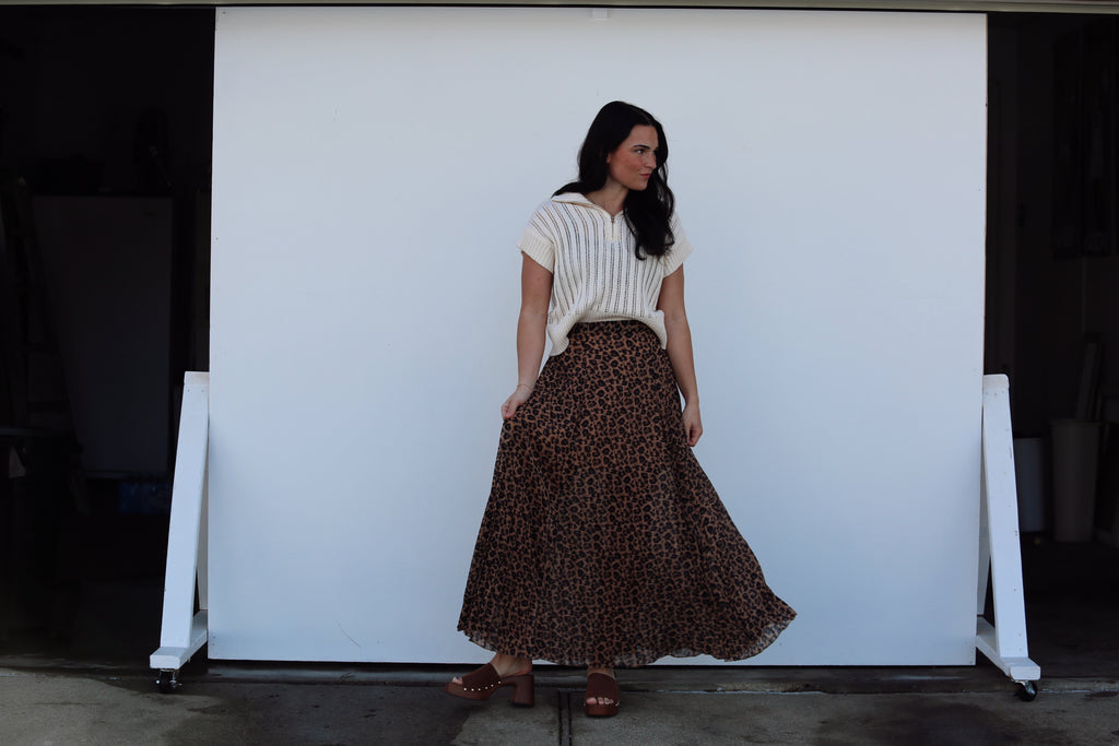 Louis Leopard Pleated Skirt