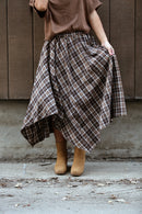 Plaid Unevenhem Mini Skirt