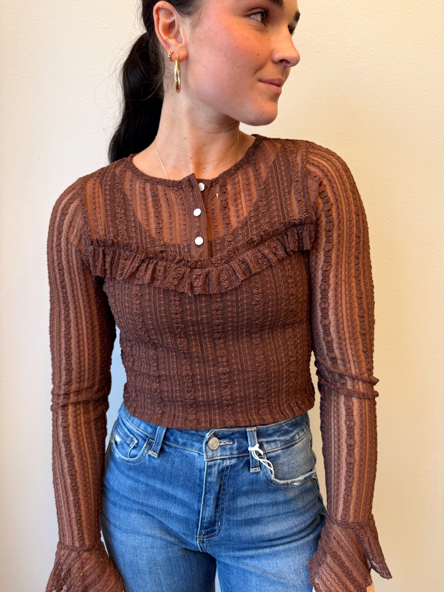 Charlie Chocolate Lace Top