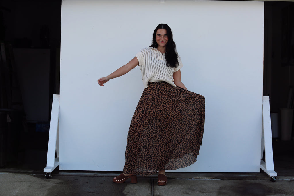 Louis Leopard Pleated Skirt