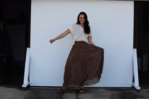 Louis Leopard Pleated Skirt