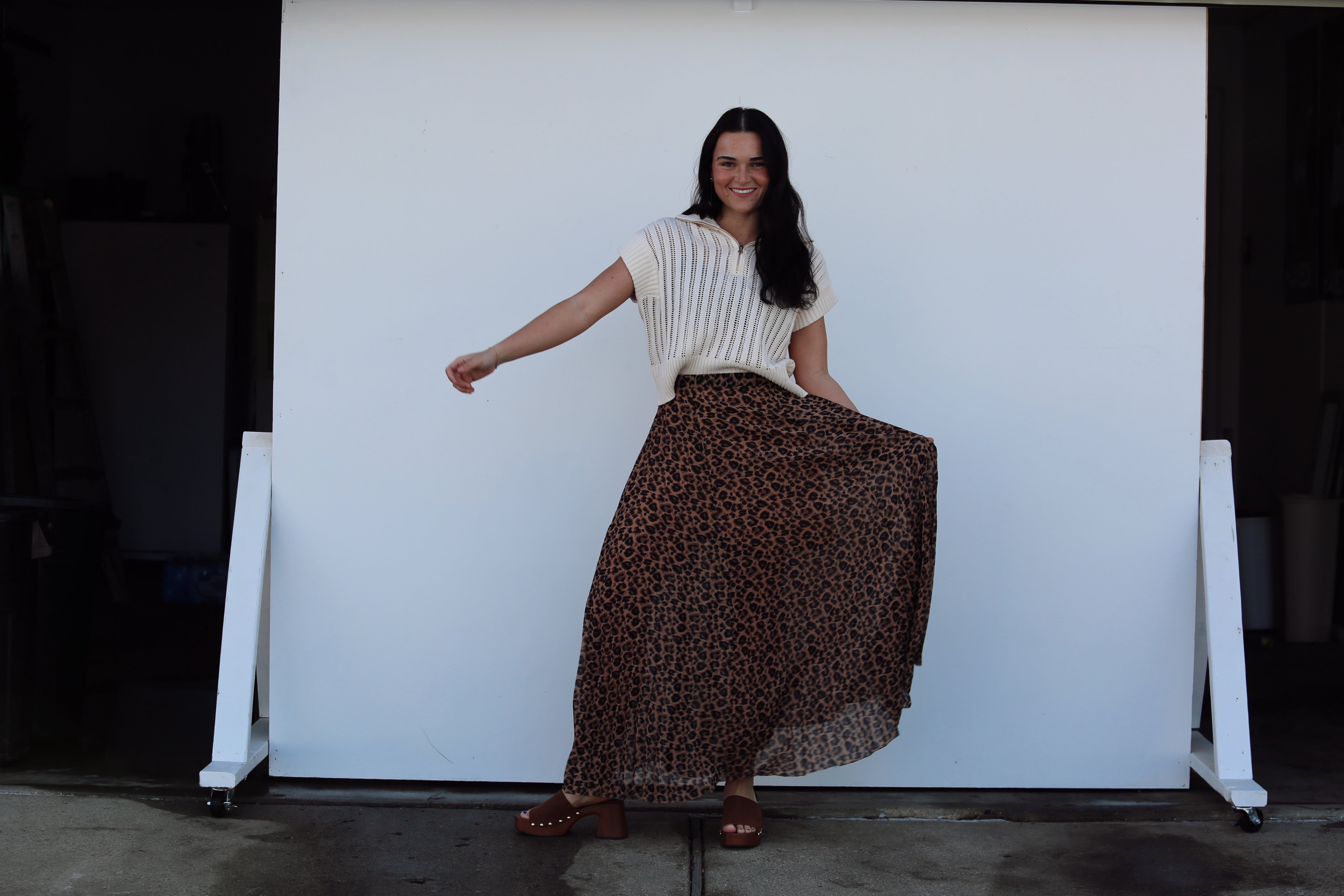 Louis Leopard Pleated Skirt