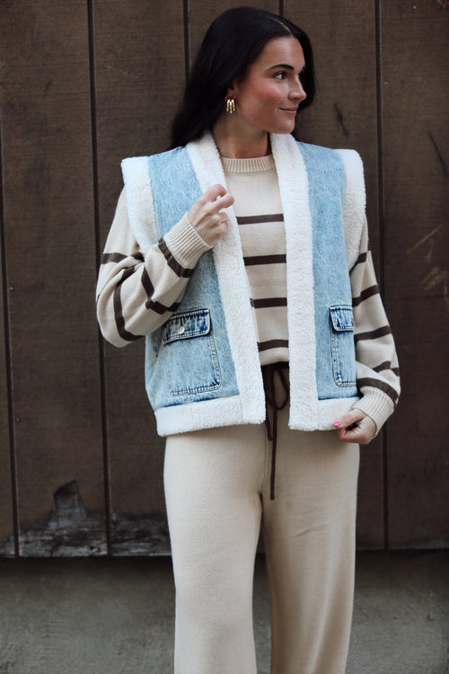 Frankie Fleece Denim Vest