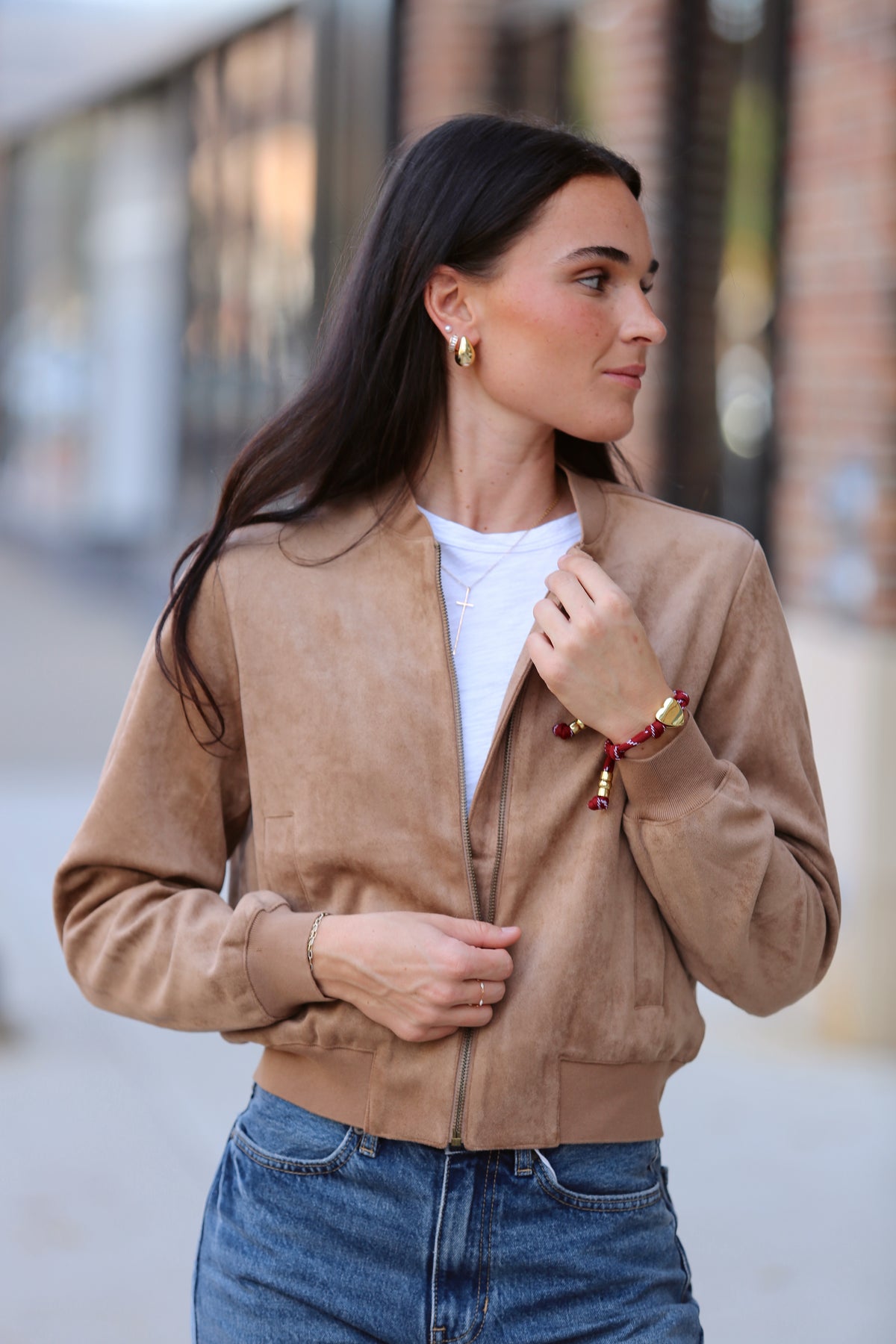 Classy Suede Bomber Jacket