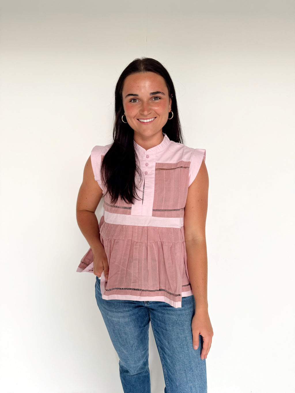 Off Pink Woven Blouse Top