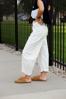 Trendy Cream Barrel Pants