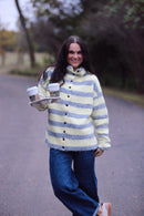 Button Stripe Cardi - OVERSIZED