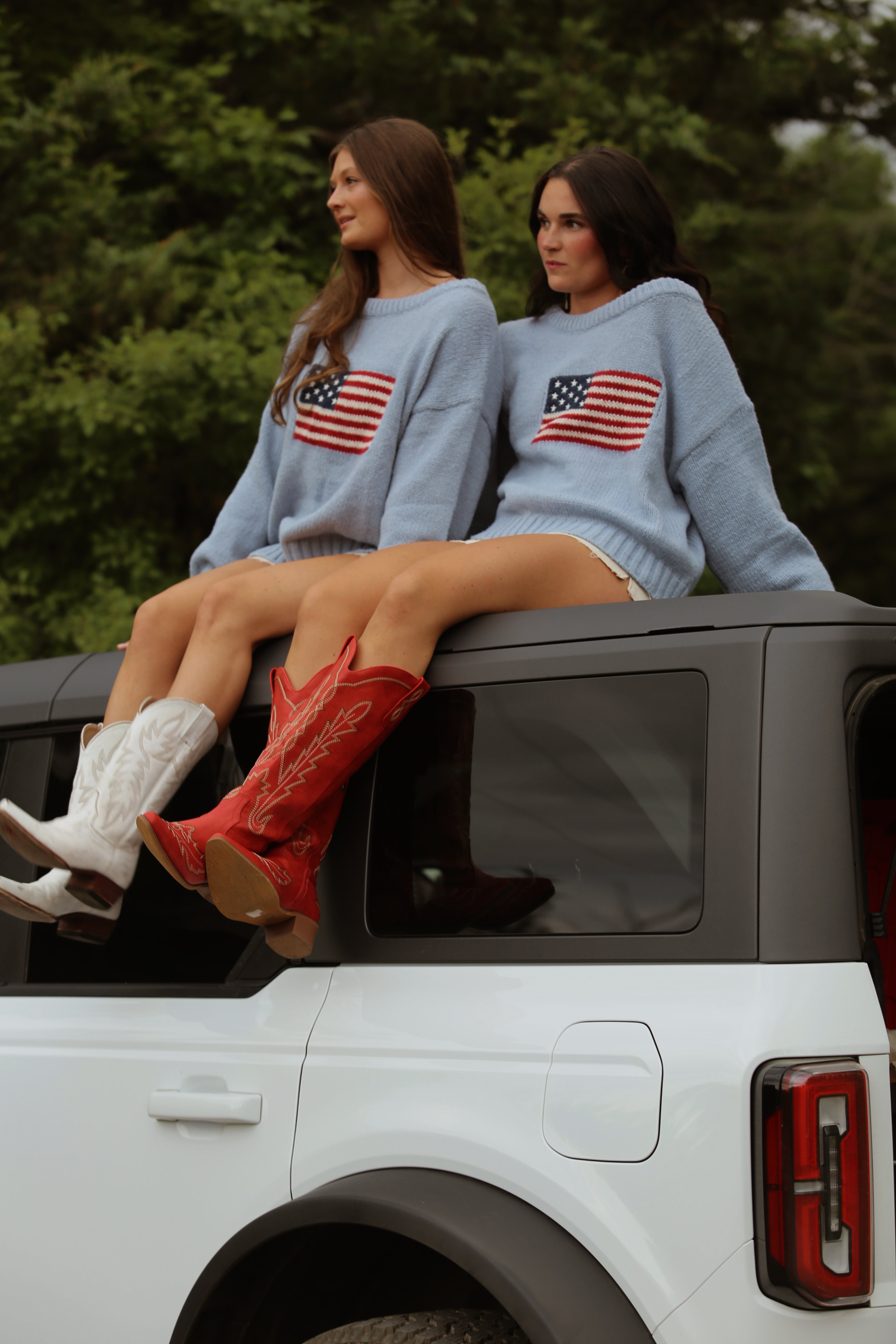 American Flag Off the Shoulder Sweater
