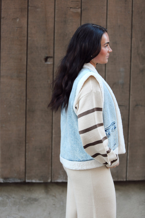Frankie Fleece Denim Vest