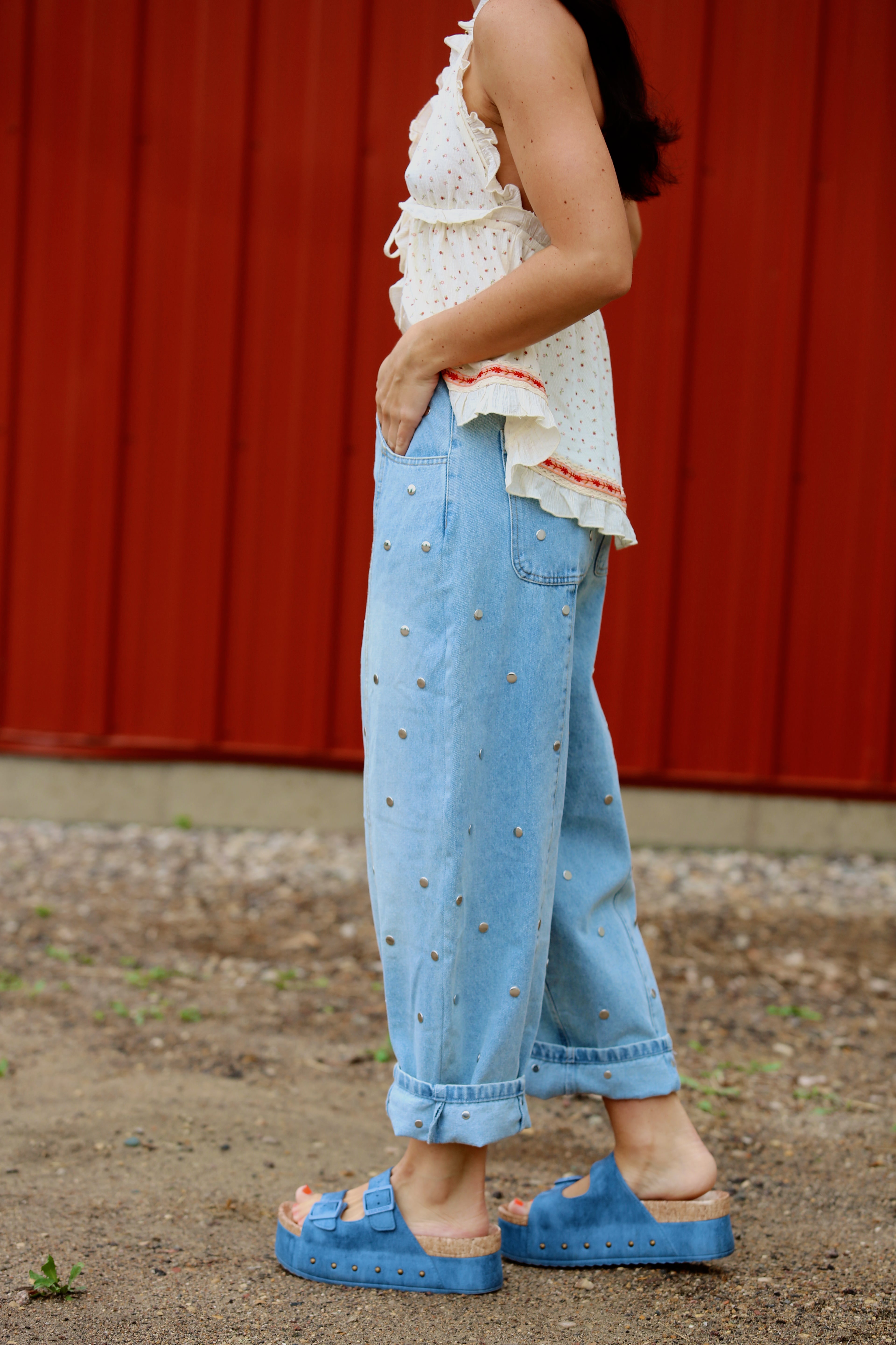 Studded Barrel Pants