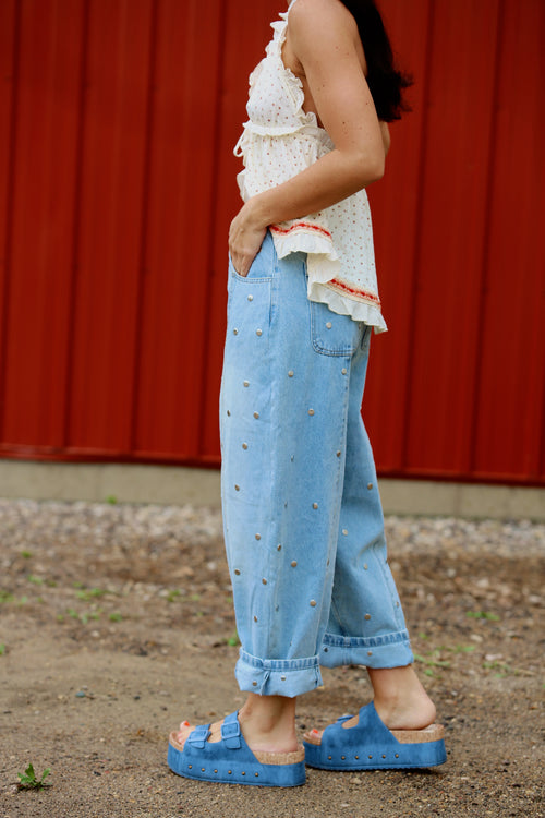 Studded Barrel Pants