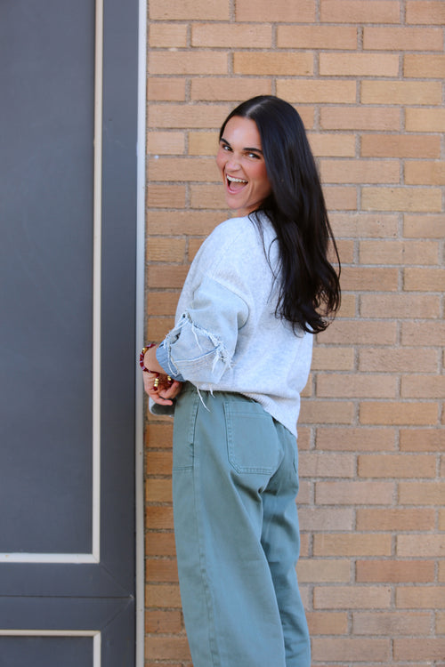 Distressed Denim Cardigan