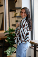 Teal Print Mock Sweater