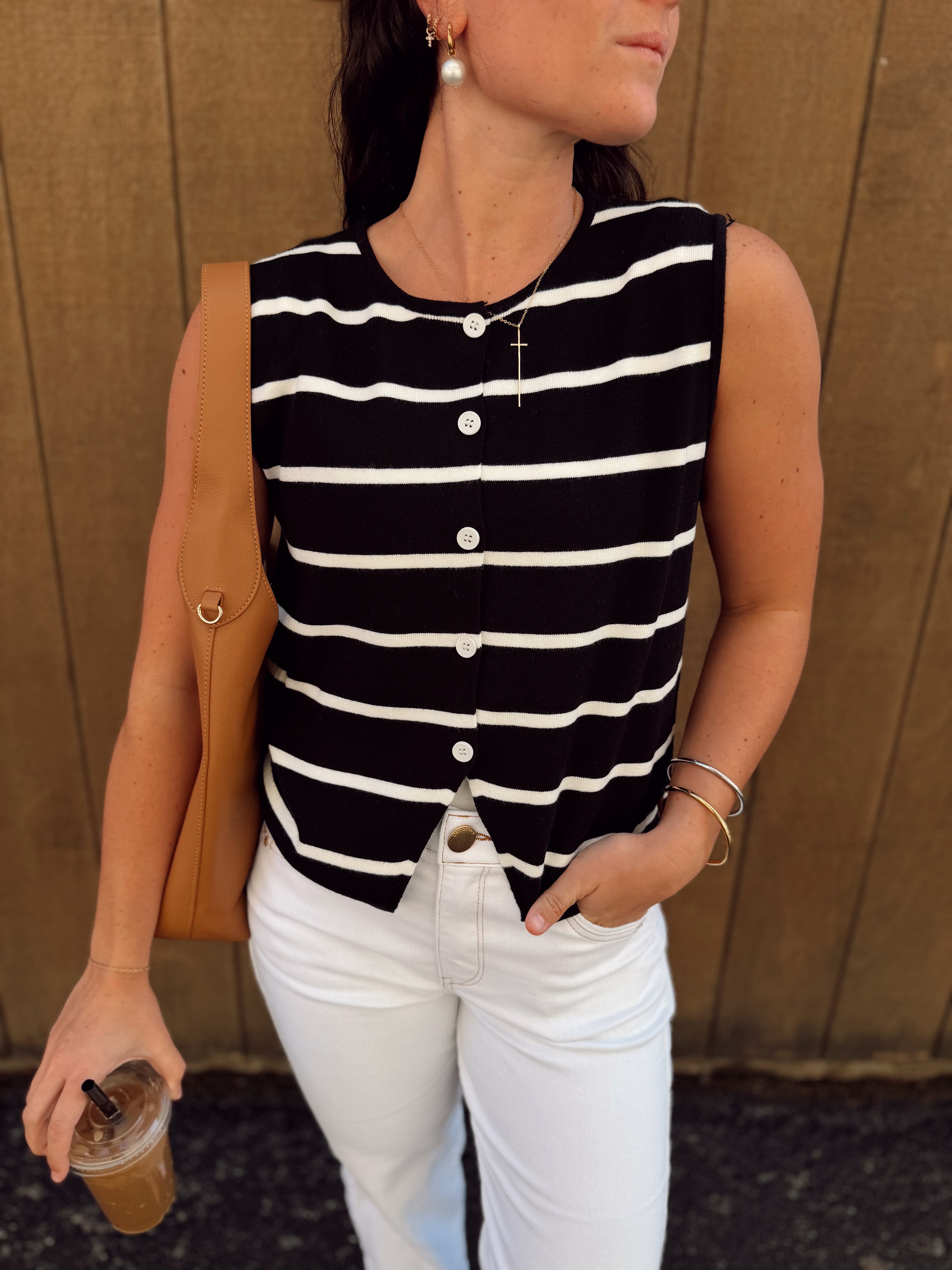 Bella Button Stripe Top