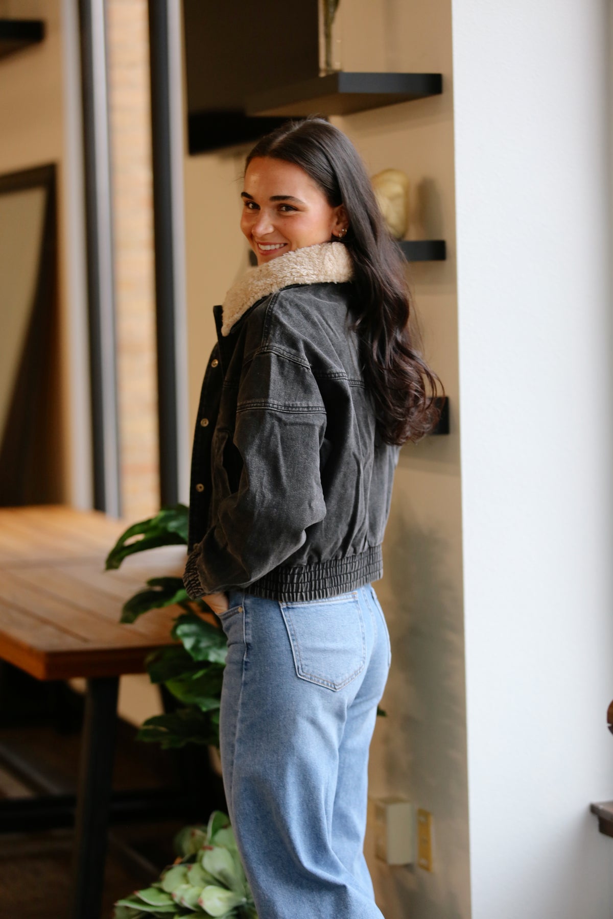 Fur Collared Denim Jacket