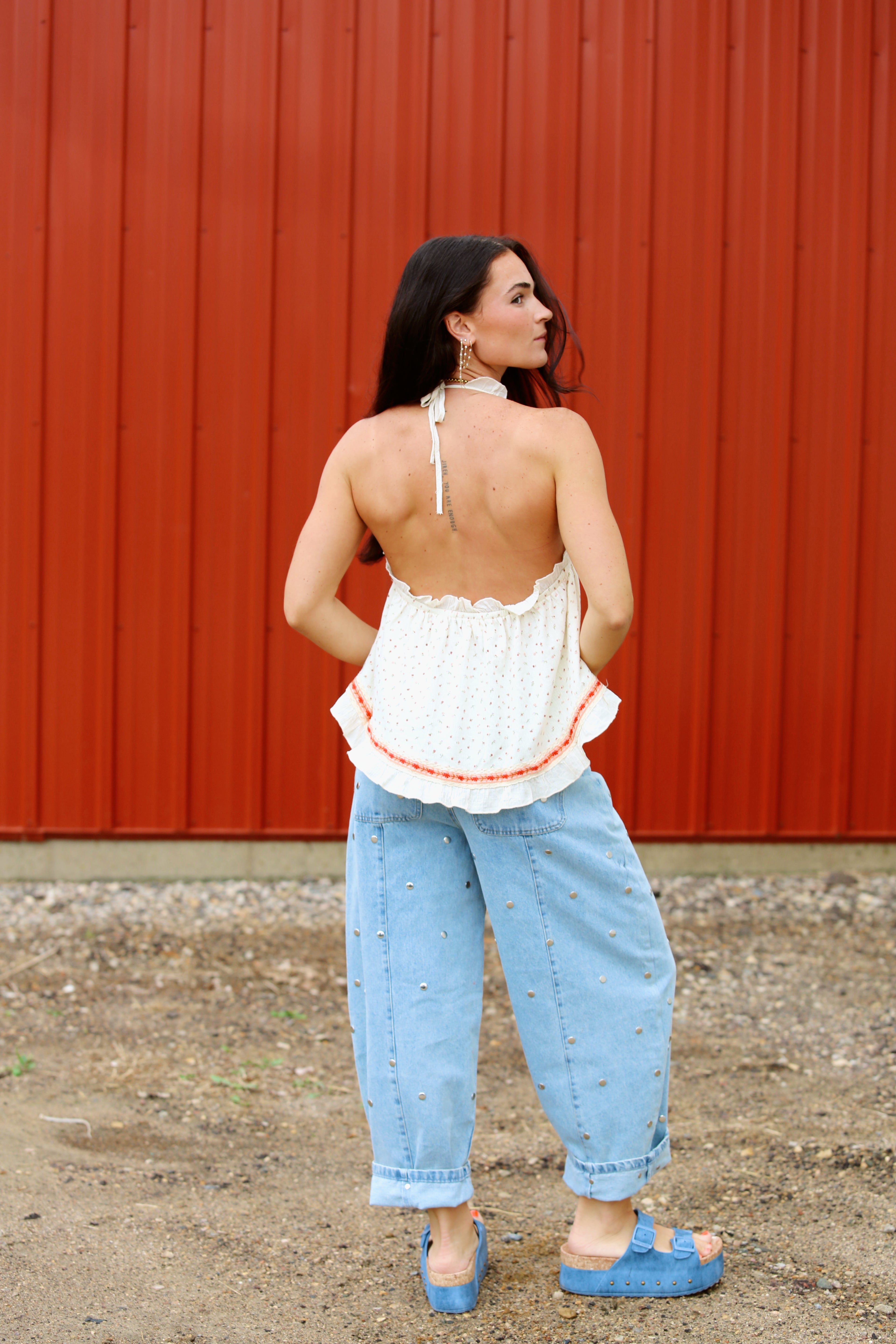 Studded Barrel Pants